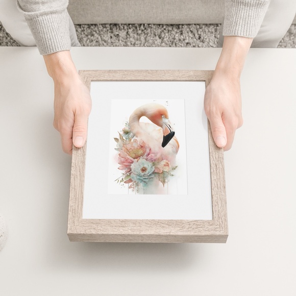 Watercolor Flamingo Wall Art Print, Unframed - Vibrant Tropical Elegance - Picture 6 of 7